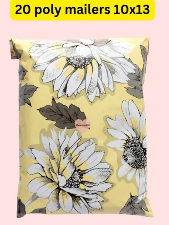 Other - 20 sunflower print polymailers size 10x13